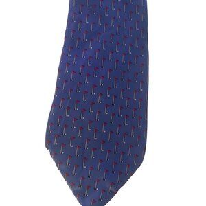 Alynn Golf Tie Blue Red Yellow Silk Men’s Vintage Flag Putting Green Ball